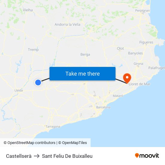 Castellserà to Sant Feliu De Buixalleu map