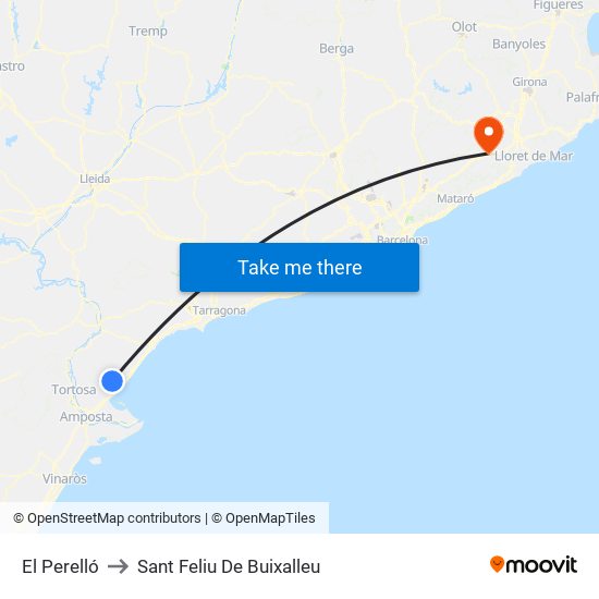 El Perelló to Sant Feliu De Buixalleu map