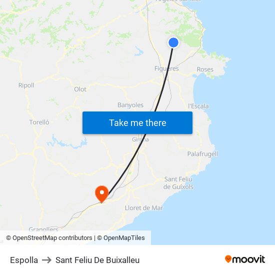 Espolla to Sant Feliu De Buixalleu map