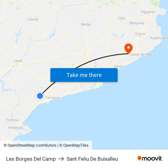 Les Borges Del Camp to Sant Feliu De Buixalleu map