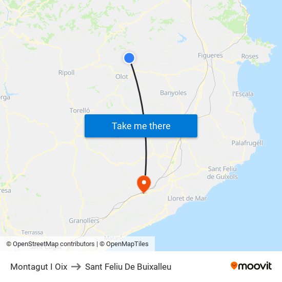 Montagut I Oix to Sant Feliu De Buixalleu map