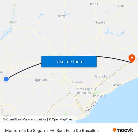 Montornès De Segarra to Sant Feliu De Buixalleu map