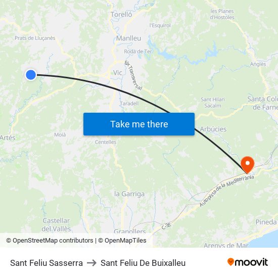 Sant Feliu Sasserra to Sant Feliu De Buixalleu map