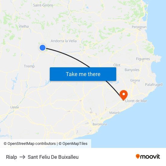 Rialp to Sant Feliu De Buixalleu map
