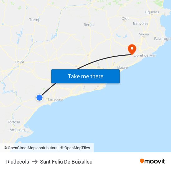 Riudecols to Sant Feliu De Buixalleu map