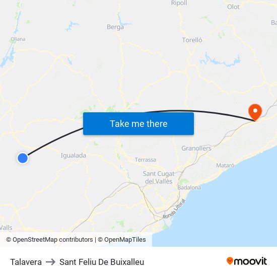Talavera to Sant Feliu De Buixalleu map