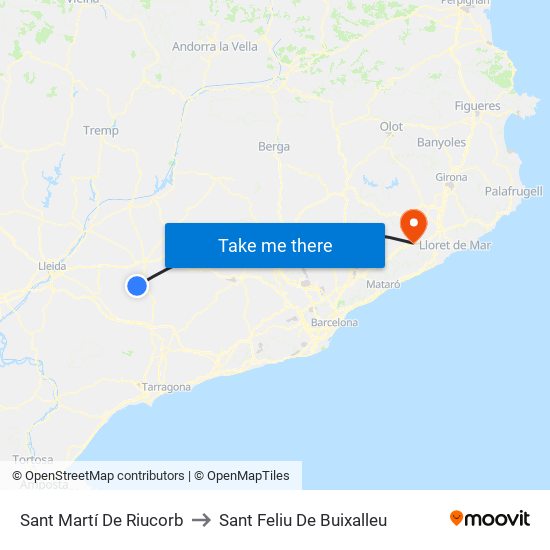 Sant Martí De Riucorb to Sant Feliu De Buixalleu map