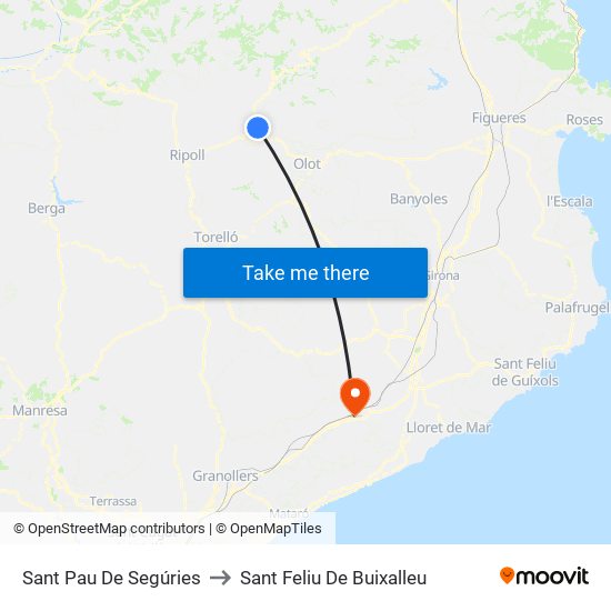 Sant Pau De Segúries to Sant Feliu De Buixalleu map