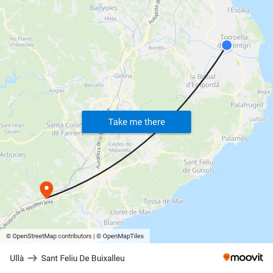 Ullà to Sant Feliu De Buixalleu map