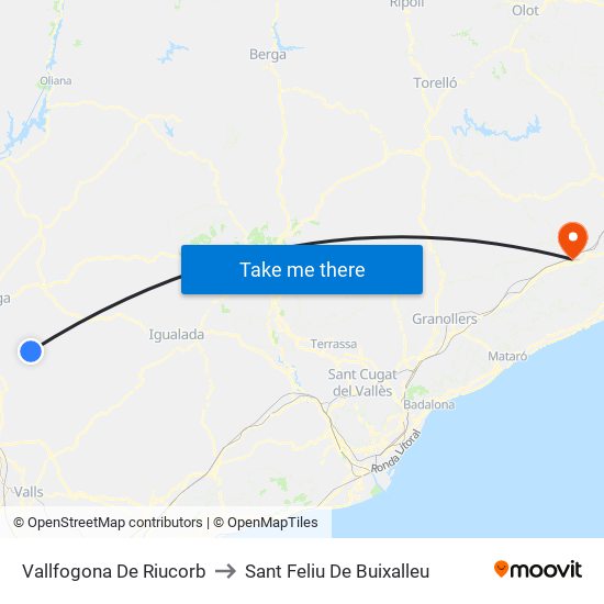 Vallfogona De Riucorb to Sant Feliu De Buixalleu map