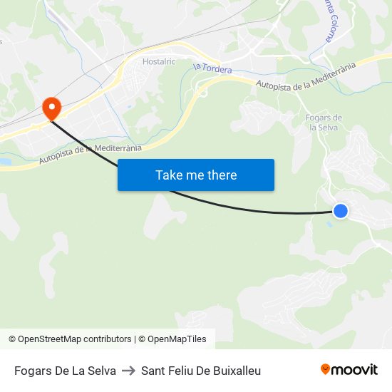 Fogars De La Selva to Sant Feliu De Buixalleu map