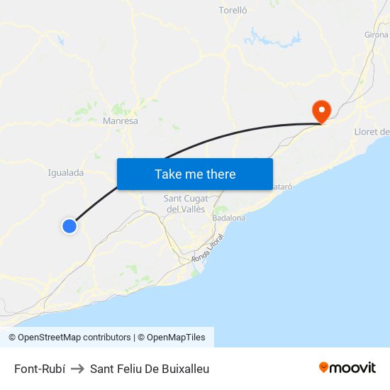 Font-Rubí to Sant Feliu De Buixalleu map