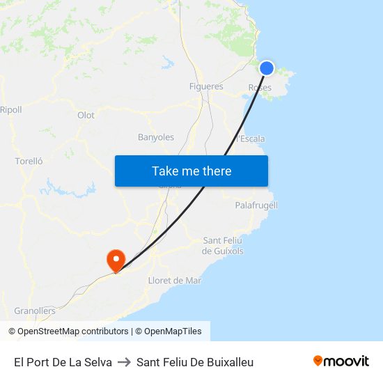 El Port De La Selva to Sant Feliu De Buixalleu map