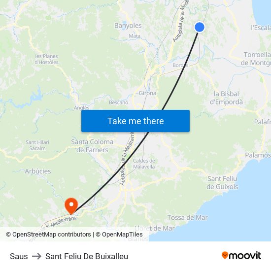 Saus to Sant Feliu De Buixalleu map