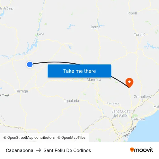 Cabanabona to Sant Feliu De Codines map