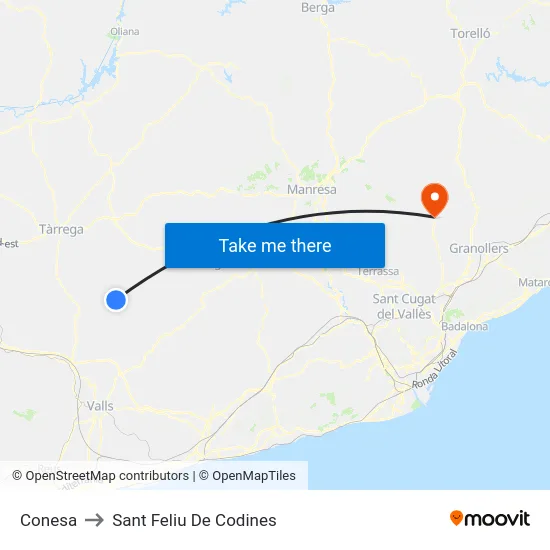 Conesa to Sant Feliu De Codines map