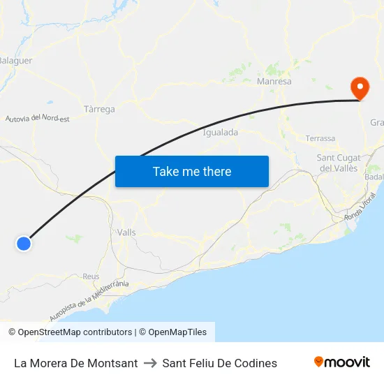 La Morera De Montsant to Sant Feliu De Codines map