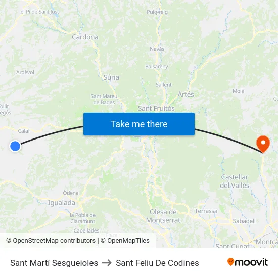 Sant Martí Sesgueioles to Sant Feliu De Codines map