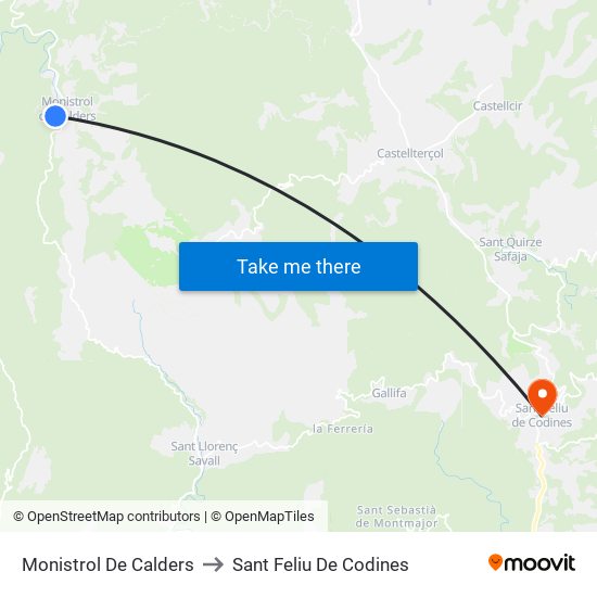 Monistrol De Calders to Sant Feliu De Codines map