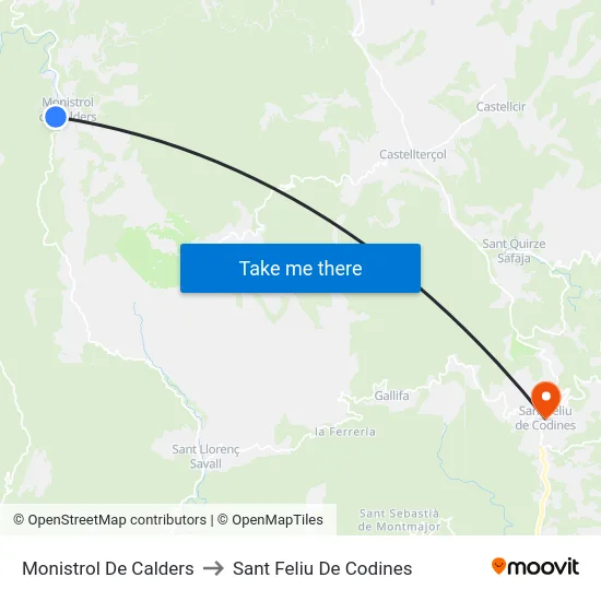 Monistrol De Calders to Sant Feliu De Codines map