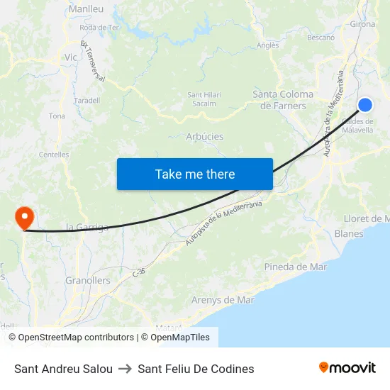 Sant Andreu Salou to Sant Feliu De Codines map