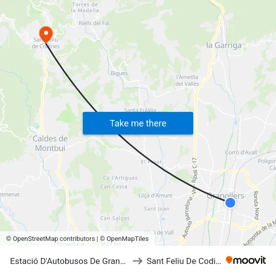 Estació D'Autobusos De Granollers to Sant Feliu De Codines map