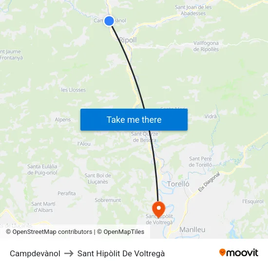Campdevànol to Sant Hipòlit De Voltregà map