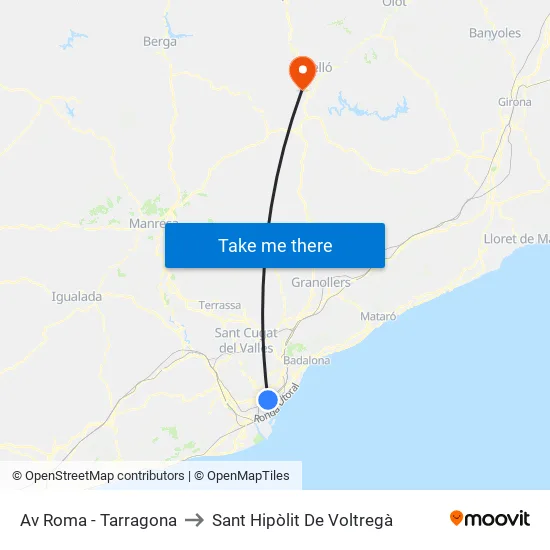Av Roma - Tarragona to Sant Hipòlit De Voltregà map