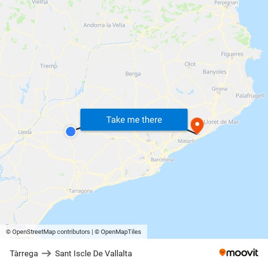 Tàrrega to Sant Iscle De Vallalta map