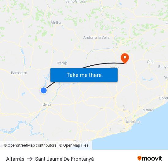 Alfarràs to Sant Jaume De Frontanyà map