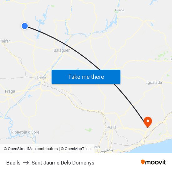 Baélls to Sant Jaume Dels Domenys map