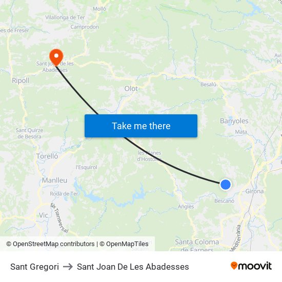 Sant Gregori to Sant Joan De Les Abadesses map