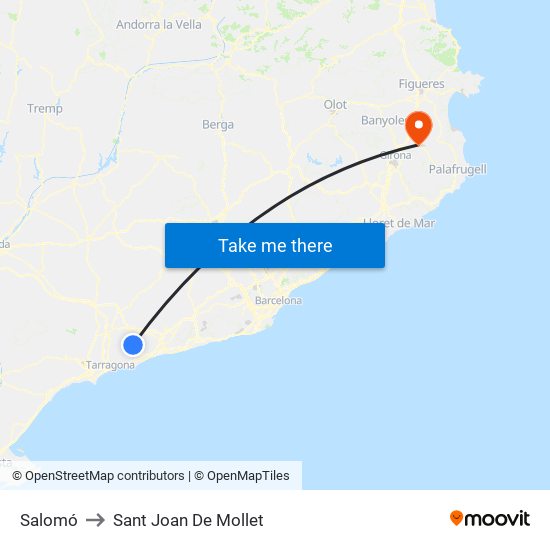 Salomó to Sant Joan De Mollet map