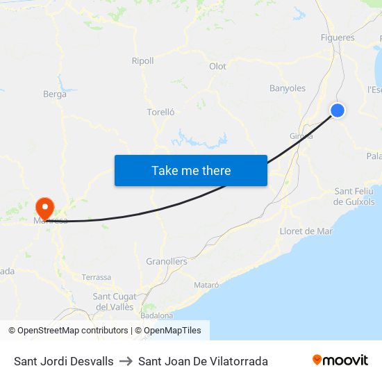 Sant Jordi Desvalls to Sant Joan De Vilatorrada map