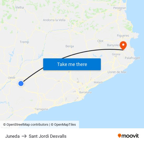 Juneda to Sant Jordi Desvalls map
