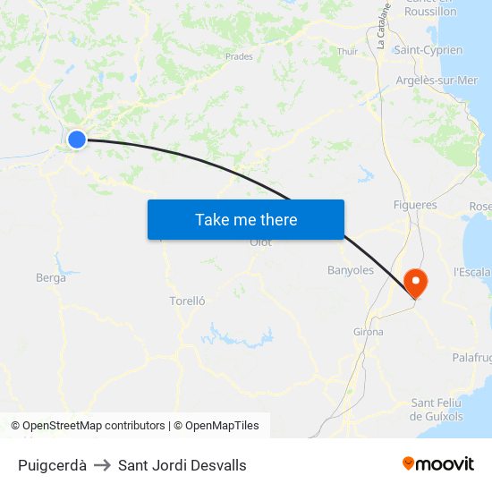 Puigcerdà to Sant Jordi Desvalls map
