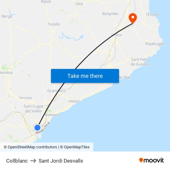 Collblanc to Sant Jordi Desvalls map
