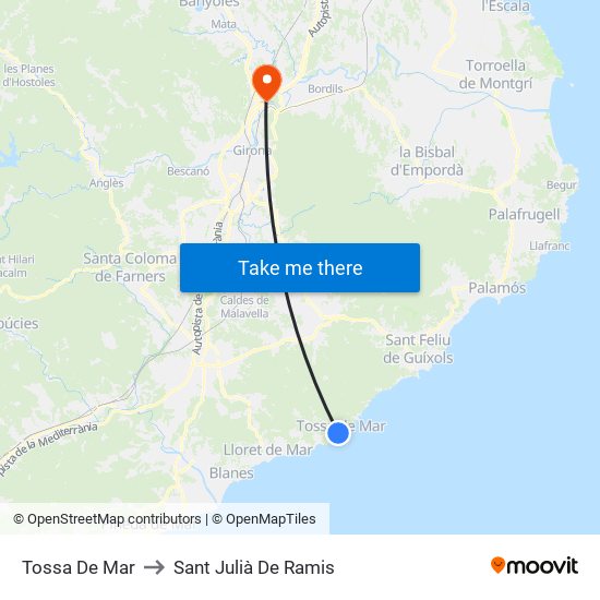 Tossa De Mar to Sant Julià De Ramis map