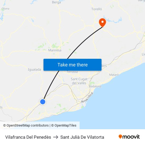 Vilafranca Del Penedès to Sant Julià De Vilatorta map