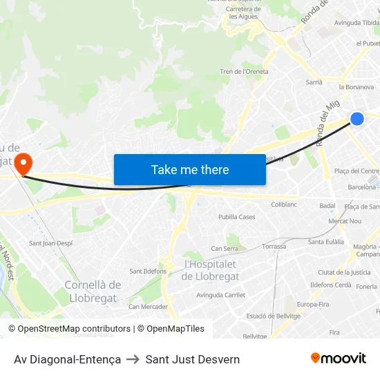 Av Diagonal-Entença to Sant Just Desvern map