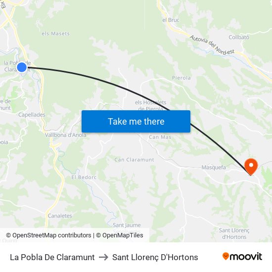 La Pobla De Claramunt to Sant Llorenç D'Hortons map