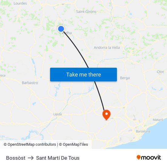Bossòst to Sant Martí De Tous map