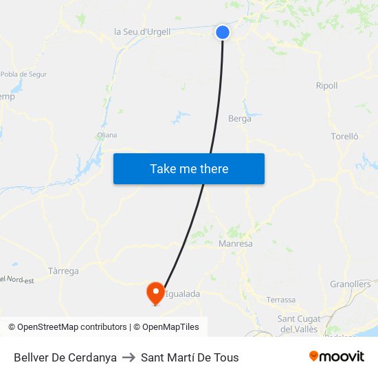 Bellver De Cerdanya to Sant Martí De Tous map