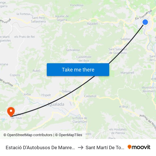 Estació D'Autobusos De Manresa to Sant Martí De Tous map