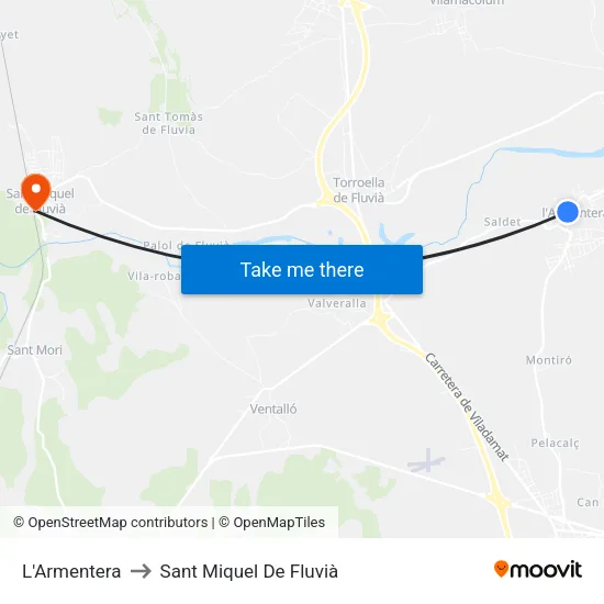 L'Armentera to Sant Miquel De Fluvià map