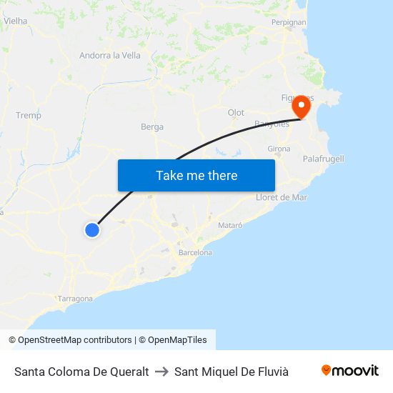 Santa Coloma De Queralt to Sant Miquel De Fluvià map
