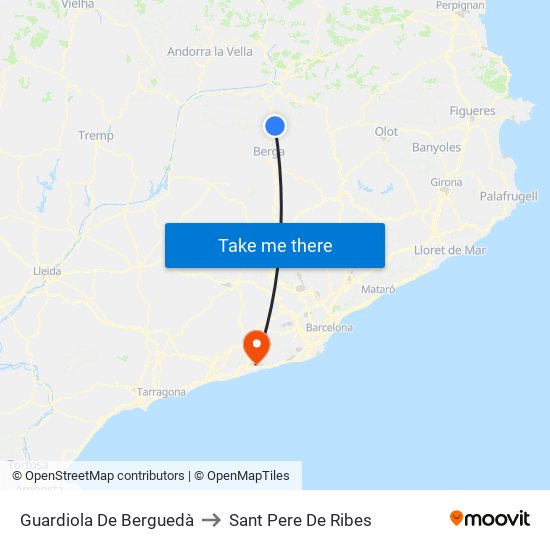 Guardiola De Berguedà to Sant Pere De Ribes map
