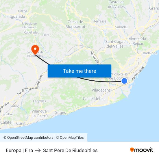 Europa | Fira to Sant Pere De Riudebitlles map