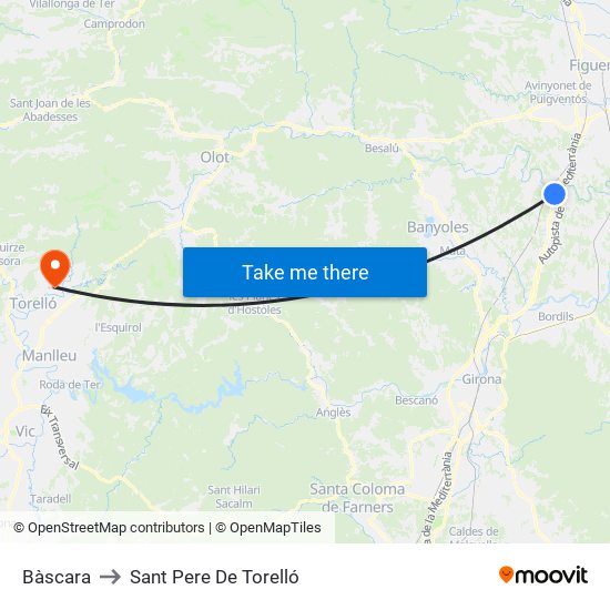Bàscara to Sant Pere De Torelló map