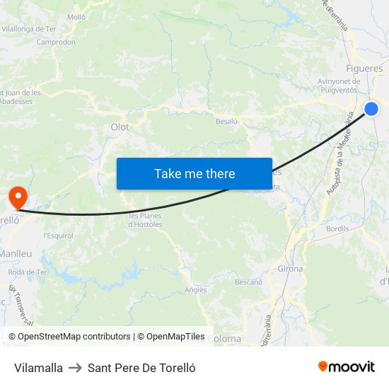 Vilamalla to Sant Pere De Torelló map